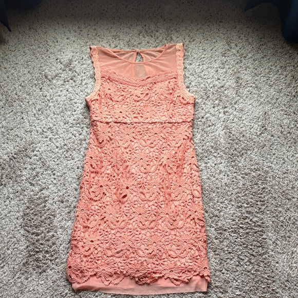 Filly Flair Dresses & Skirts - Filly Flair Coral Lace Mini Dress